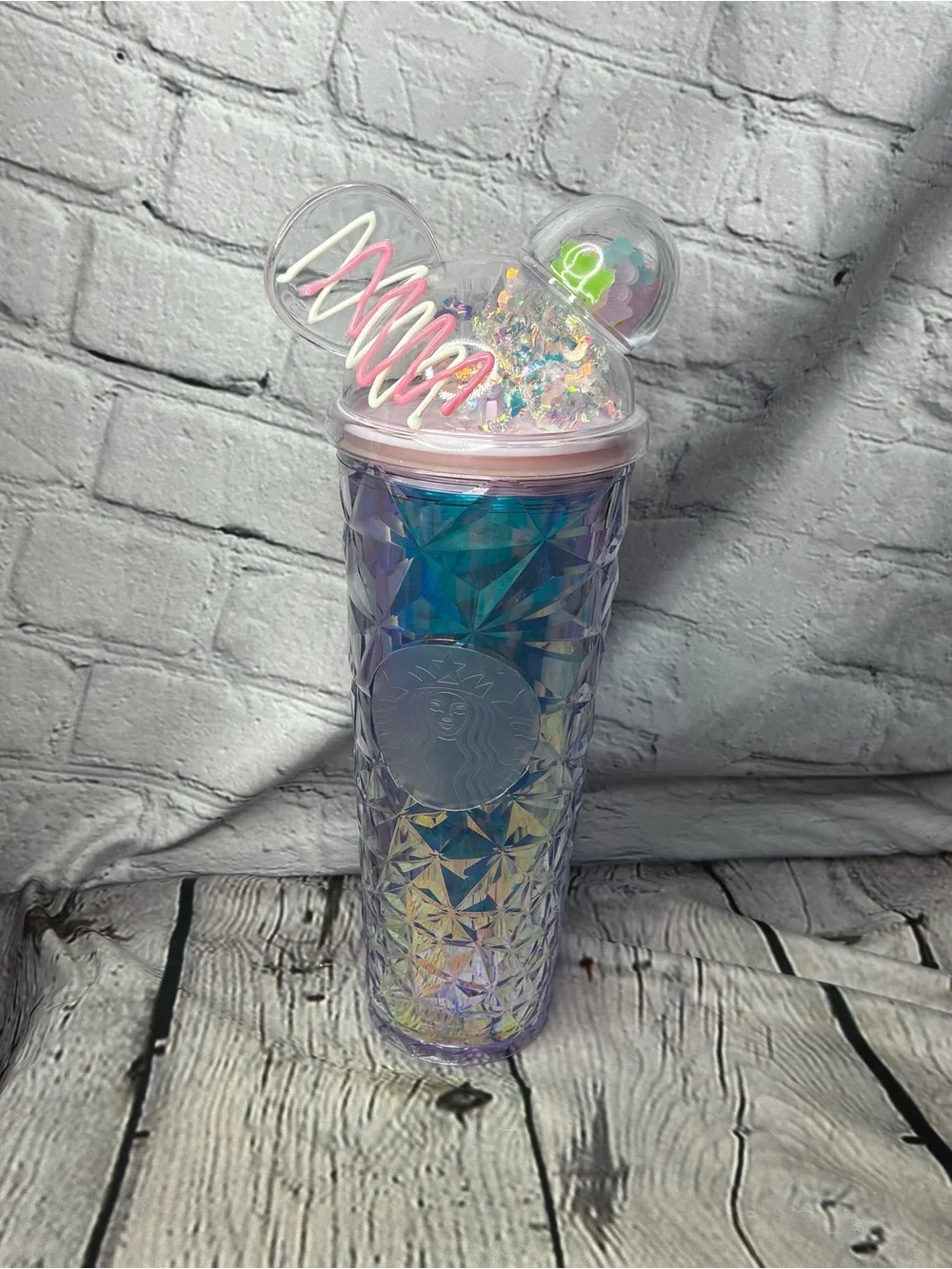 Starbucks Iridescent Purple Tumbler with‎ Pink Mickey Ears Lid